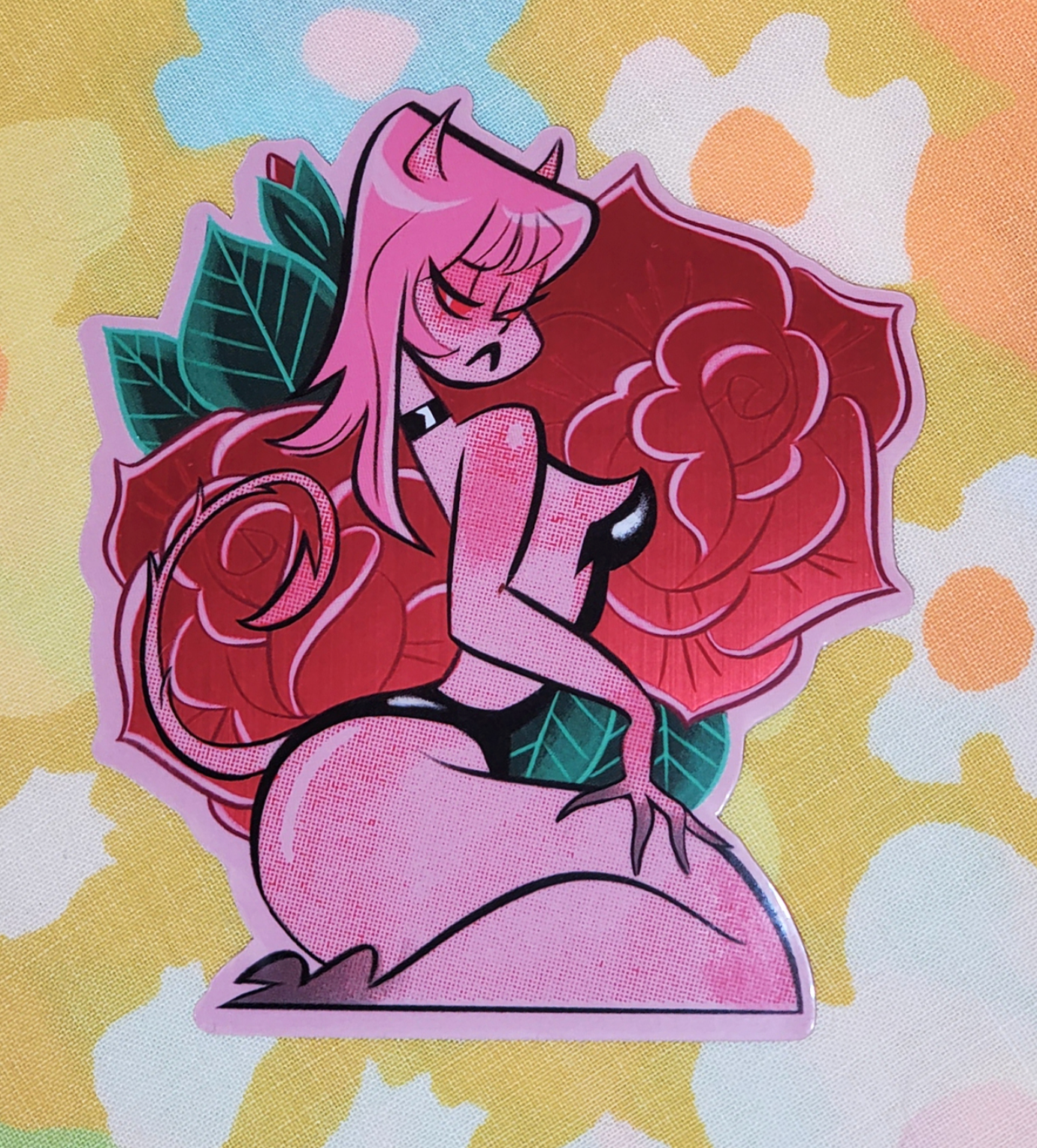 Devil Girl Rose Sticker