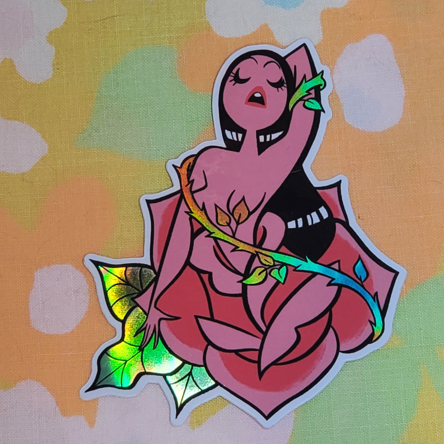 Rose Girl Pin Up Sticker
